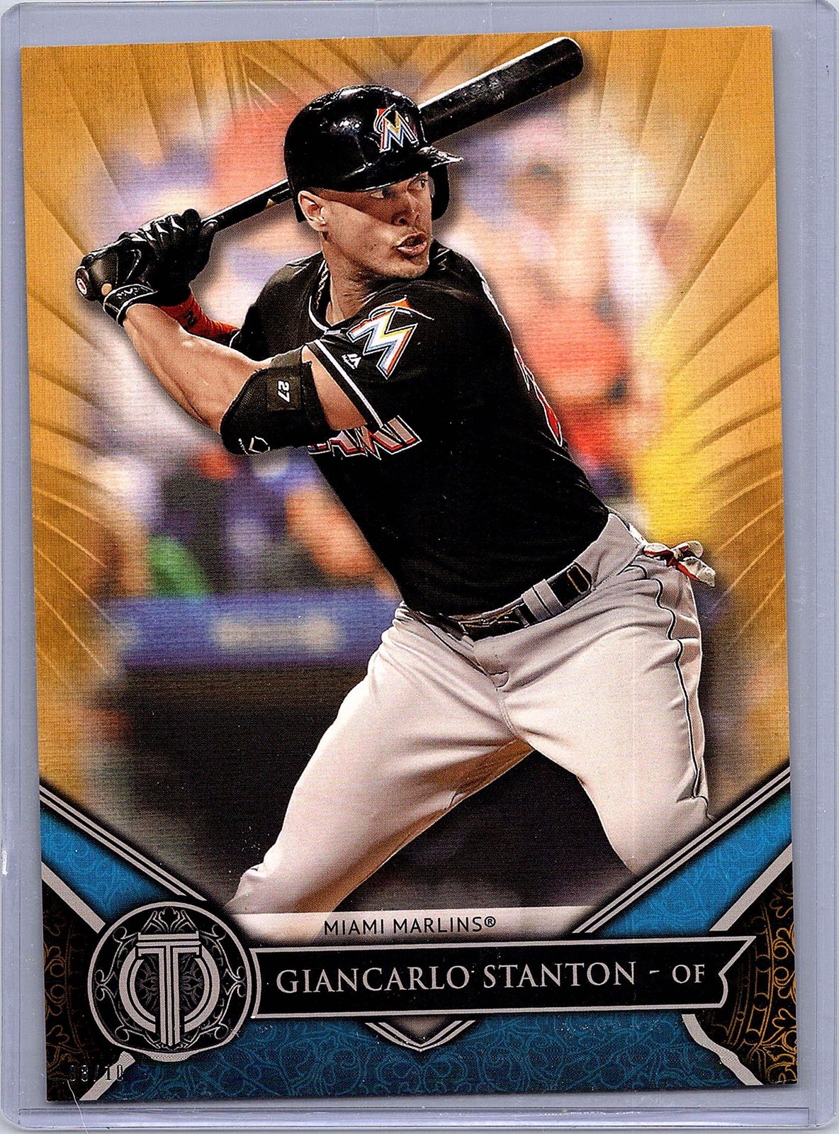 2017 Topps Tribute 5x7 #63 Giancarlo Stanton Gold 5x7 #/10