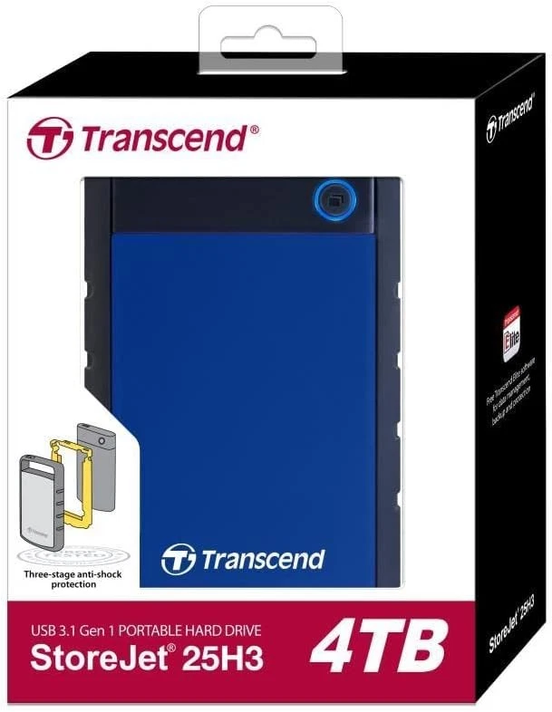 Transcend 4 TB Rugged Portable Hard Drive - Shock Resistant USB 3.1 Gen 1 - Image 2 of 4