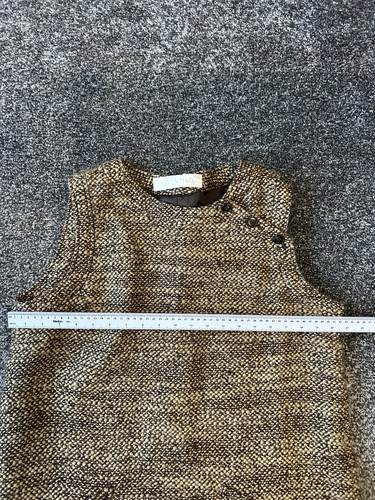 Mini robe sans manches vintage Valentino marron laine nubby mohair taille 16 - Photo 8/9