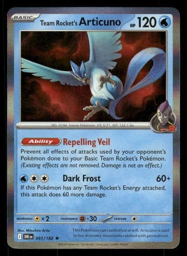 Team Rocket's Articuno Destined Rivals 051/182 Rare Holo Pokémon — English NM