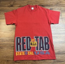 VINTAGE 1990'S LEVIS RED TAB JEANS T SHIRT Medium California GRAPHIC MADE IN USA