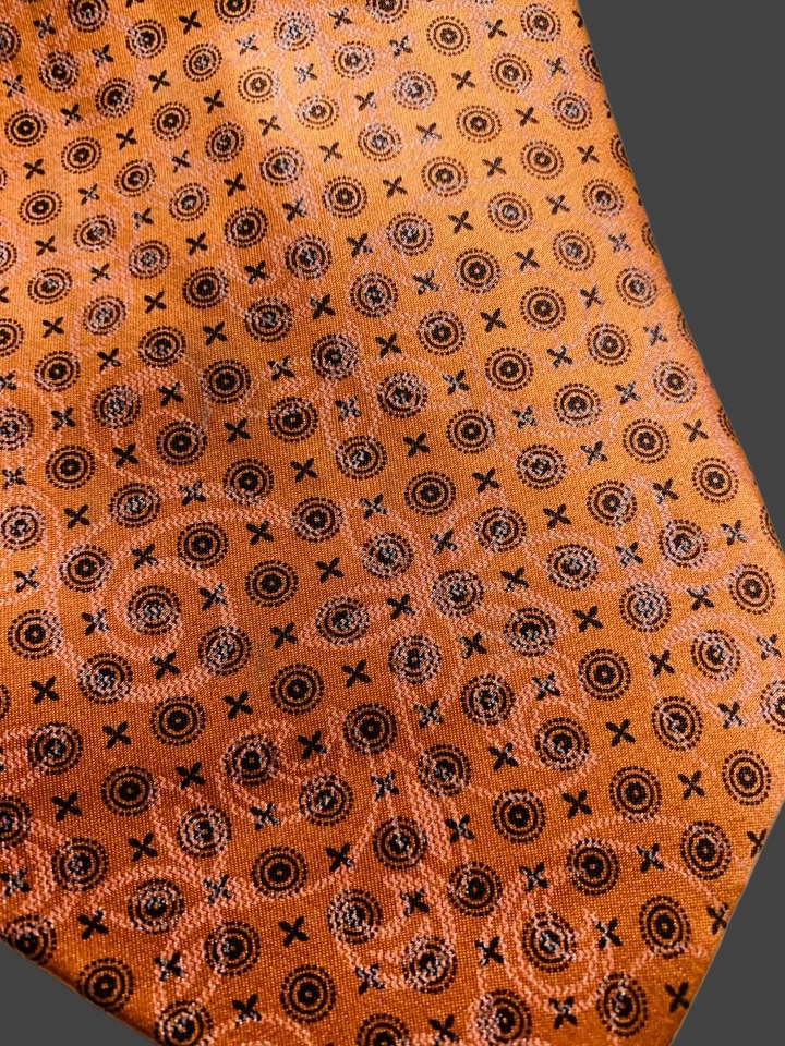 CORBATA DOLCEPUNTA Italia LUJO SEDA ÓXIDO Y NEGRO CON DETALLES BLANCOS CORBATA HECHA A MANO Foto 2 de 4