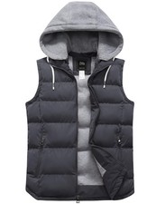 ZSHOW Men's Puffer Vest Removable Hooded Vest Outdoor Winter Vest X-Large Grey