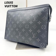 Louis Vuitton Voyage MM Monogram Leather Black Clutch Bag Excellent