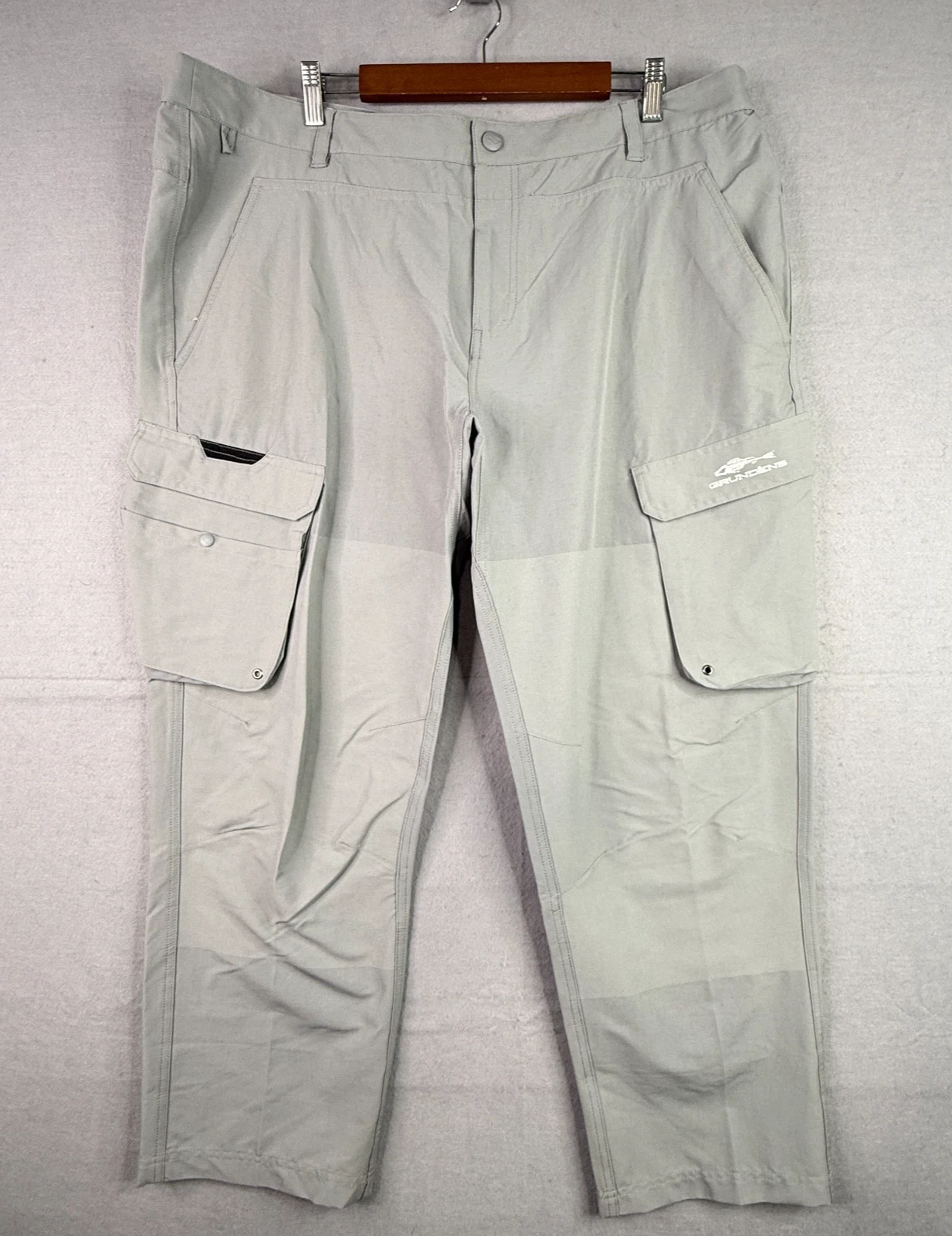 Grundens Cargo Pants Mens 42x28 Gray Nylon Spandex Outdoor Fishing Camping