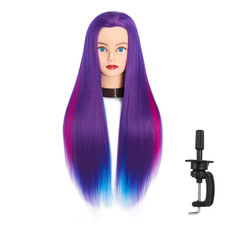 26"-28" Long Hair Mannequin Head Synthetic Fiber Hair Hairdresser Practice Styli