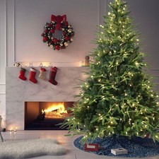 6.5ft Pre-Lit Christmas Tree Artificial 'FeelReal' Fir w/2368 PE/PVCTip 300Light