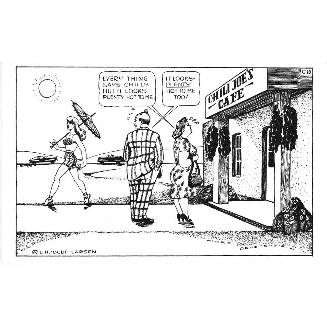 Vintage 1949 Dude Larsen Postcard Hoke Denetsosie Navajo Artist Chili Joe's Cafe