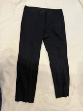 Theory Women's Black Solid Straight Leg Flat Front Dress Pants Size 6 Regular