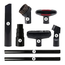 Vacuum Cleaner Attachments Kit 1.25 Inch Hose Tools 8PC Extension Wands Shop Vac