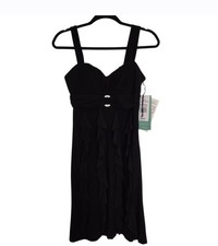 Scarlett Nite Womens Missy Elegant Black Dress Ruffle Wide Straps Size 4