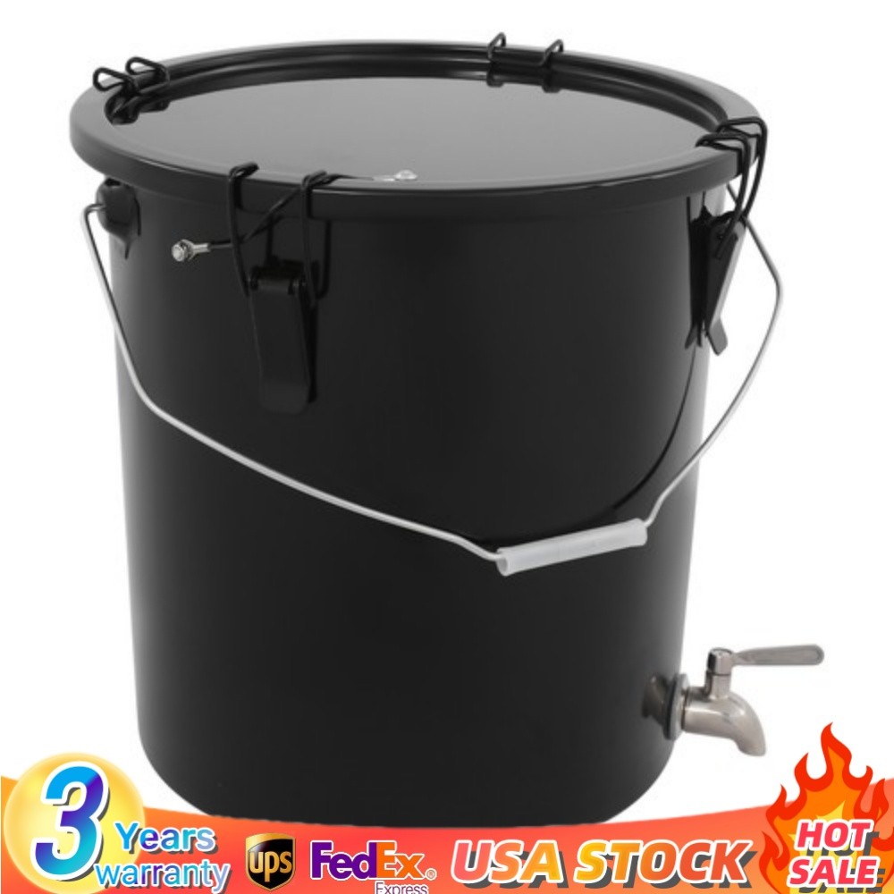 6 Gallon Fryer Grease Bucket Oil Disposal Caddy Steel Fryer Oil Bucket w/Faucet