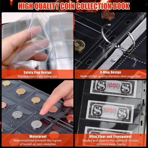 Coin Collection Book Holder for Collectors, 512 Pockets Coins Collecting Alb... - Picture 2 of 8