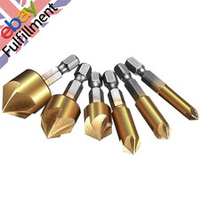 6In1 Countersink Tool Bit Set 1/4'' Hex Shank Counter Sink For Steel Metal Wood