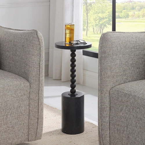 Uttermost Bead Black Marble Drink Table - Picture 1 of 3