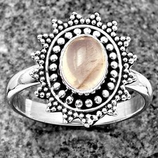 Natural Rose Quartz - Madagascar 925 Sterling Silver Ring s.8.5 Jewelry R-1273