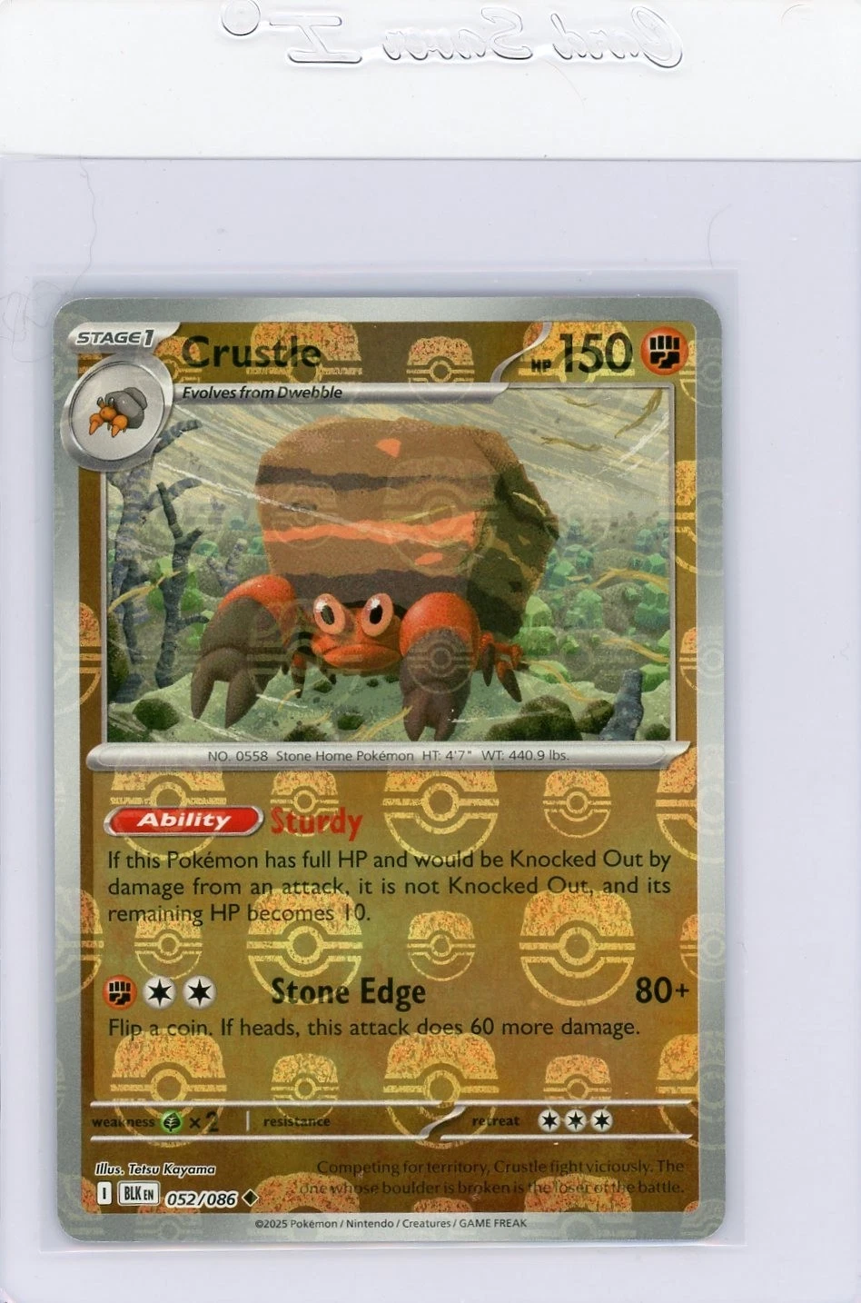 2025 Pokémon TCG - Black Bolt - Crustle Master Ball Holo - 052/086 - English NM