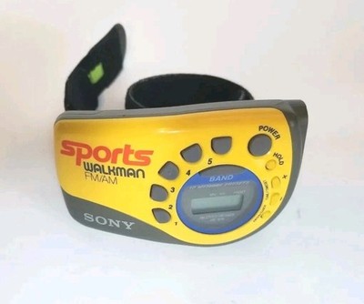 Vtg Sony SRF-M78 Yellow Sports Walkman AM/FM Radio With Armband Tested 
