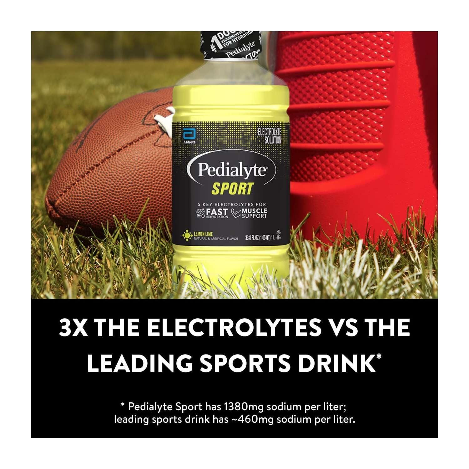 Sport Electrolyte Solution With 5 Key Electrolytes, Lemon Lime,1 Liter,Pack of 4