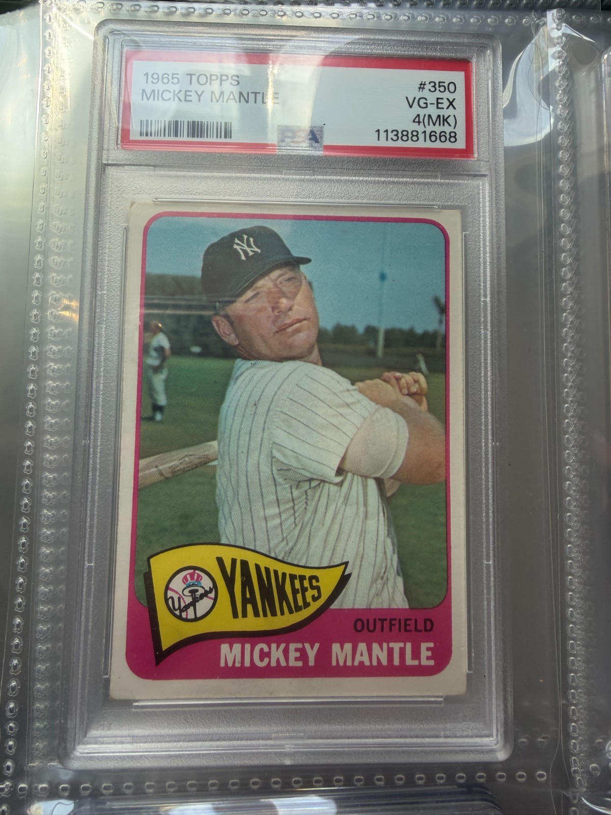 1965 TOPPS #350 MICKEY MANTLE PSA 4 MK VG-Excellent! view 3