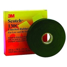 Linerless Rubber Splicing Tape 130C, 30 ft x 1 in, Black 3M   7000006090