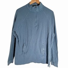 Vintage Carhartt Textured Quarter Knit Zip Mock Shirt Heavyweight Blue Men’s LG
