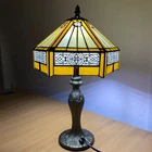 Tiffany Table Lamp Yellow Hexagon Style Stained Glass Mission Style End Coffee