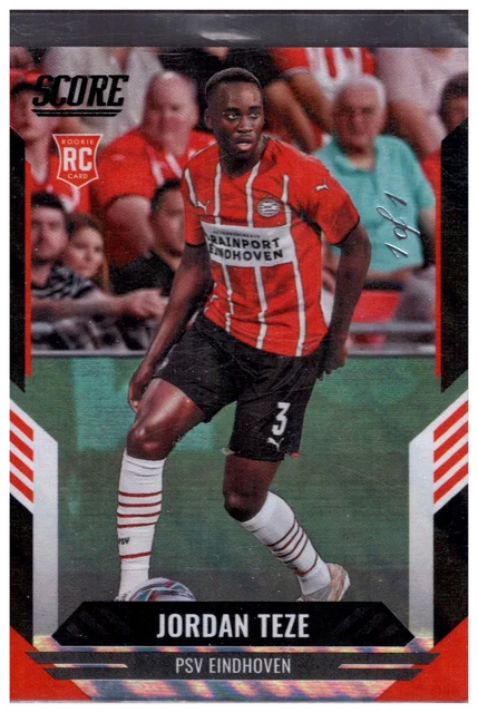 Jordan Teze RC 1/1 Black Lava 2021-22 Panini Score Soccer PSV Eindhoven