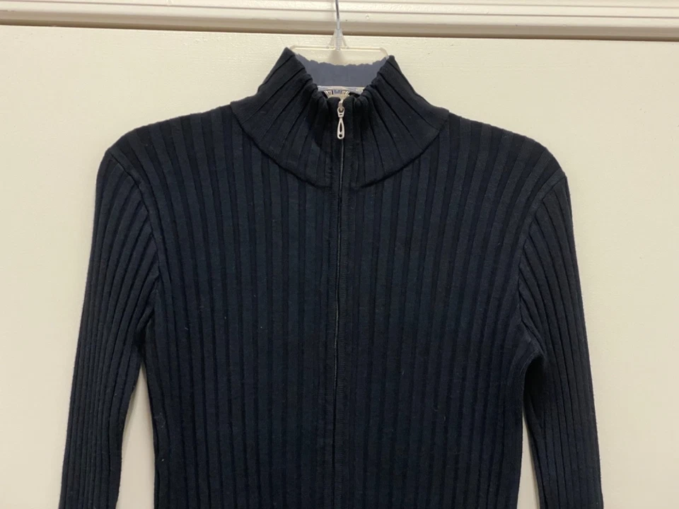 Top de Colección Obermeyer - Rayón Negro/Spandex Acanalado Tejido Cuello Simulado 1/2 Cremallera, Mediano Foto 3 de 4