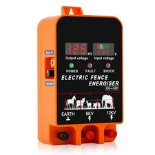 5.5J Electric Fence Charger Energizer, 5.5 Joules 200 Acres, AC DC 2 in 1 Pow