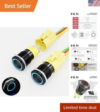 2PCS 16mm Latching Push Button Switch - Waterproof  LED for Cars  Boats