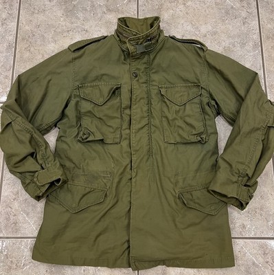 VTG 70s MED LONG Military ALPHA Jacket M-65 Coat OG 107 Cold Weather Distressed