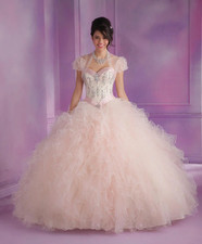 Mori Lee Vizcaya Quinceañera XV Sweet 15 Prom Dress Ball Gown Blush sz 16