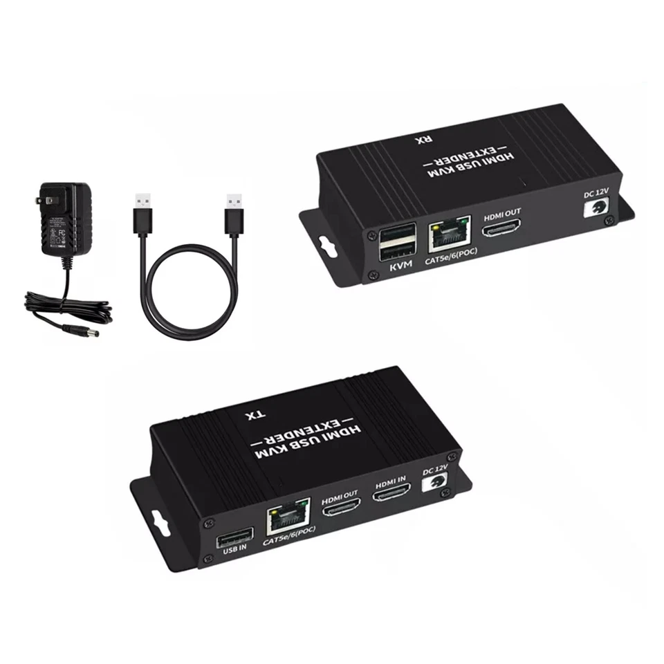 New 60M HDMI KVM Extender Splitter Over Ethernet Cat5e/6 HDMI USB RJ45 Extender - Image 2 of 4