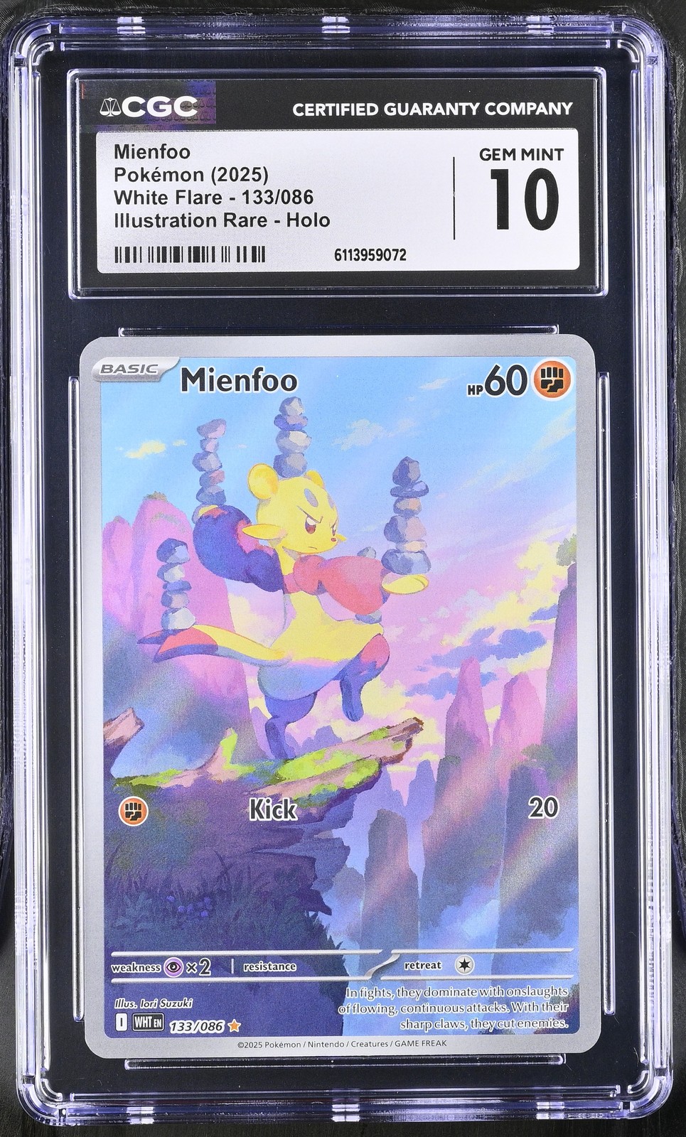 Mienfoo 133/086 Illustration Rare Holo White Flare Pokemon CGC 10 Gem Mint