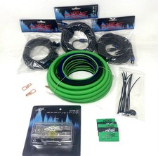 Sky High Car Audio Dual Amp Kit 4 gauge to Dual 8 Gauge OFC GREEN Car Audio
