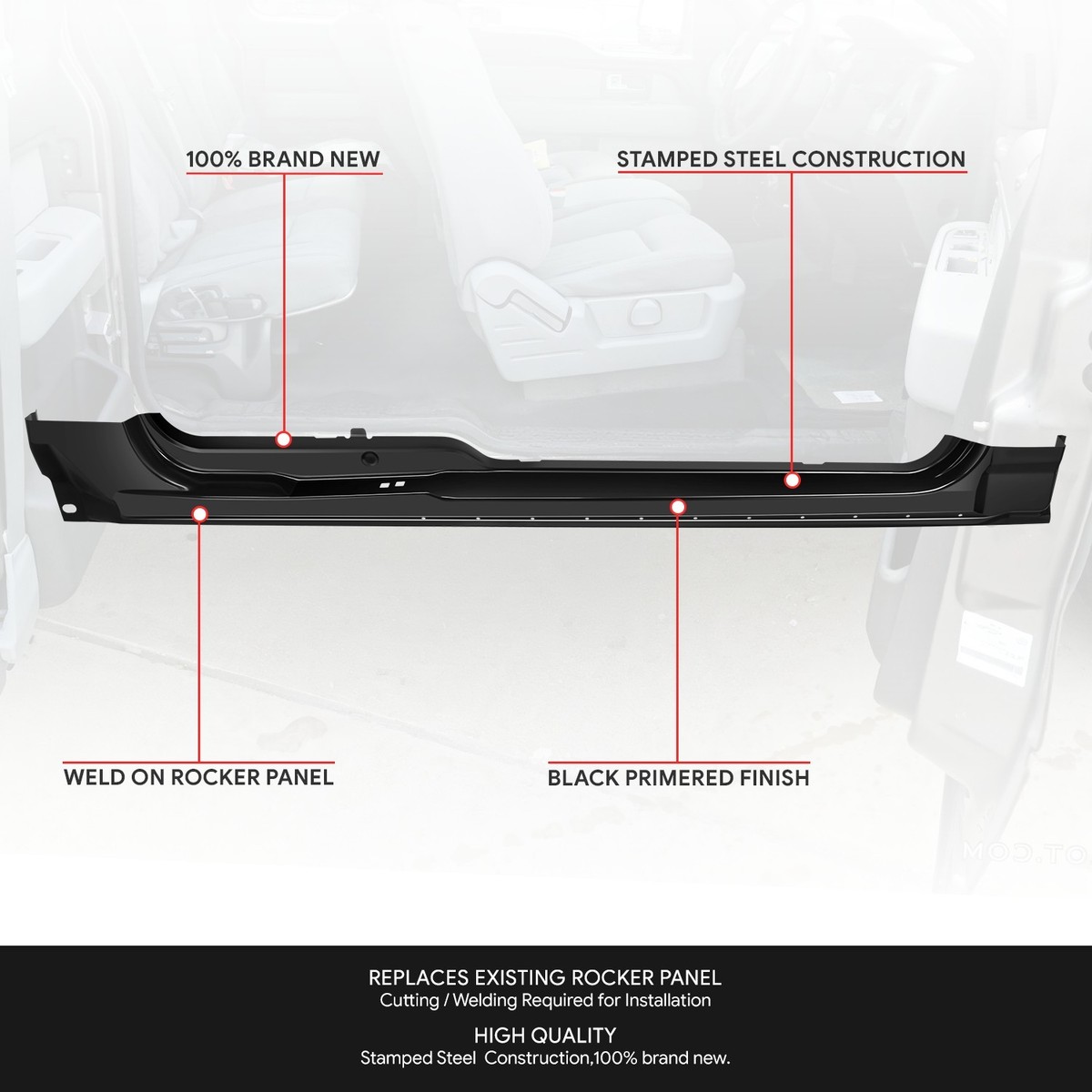 Weld On Black Rocker Panels Replacement for Ford F 150 Extended