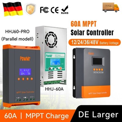 PowMr 60A MPPT Laderegler für 12V 24V 48V Solar Panel Controller Regulator LCD