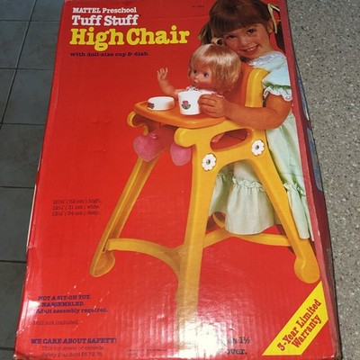 Mattel Tuff Stuff High Chair USA W/ Cup & Dish 20.5 High New Old Stock