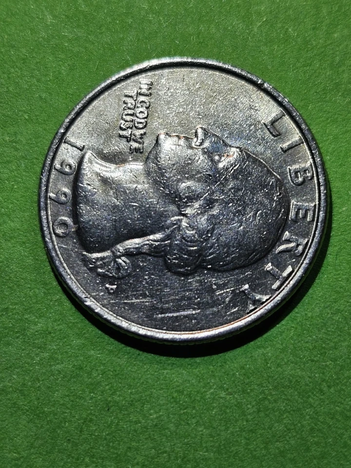 1990P Washington Quarter With Multi Errors In Good Condition! - Image 3 of 4