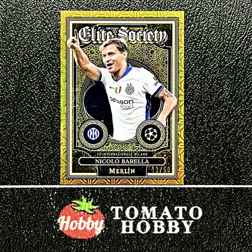 2024-25 Merlin Chrome UEFA Elite Society Nicolò Barella Gold Mojo /50