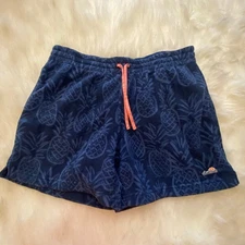 Chubbies Men Pineapple Print Fleece Lounge Shorts Navy Blue Size Medium