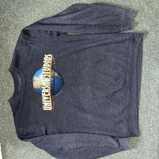 2015 Official Universal Studios Pullover Sweater Classic Globe Logo Navy Blue Xl