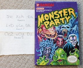 Monster Party (Nintendo NES, 1989) Complete w/Box, Sleeve & Book , Tested/Works