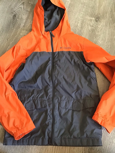Columbia Coat Boys Youth Size M 10-12 Kids Gray Orange Hooded Omni Tech Jacket - Picture 1 of 11