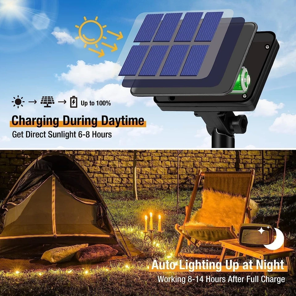 2 Pack Solar powered String Lights Outdoor Garden Waterproof 10M x2 Fairy 8 Mode - Image 2 of 4