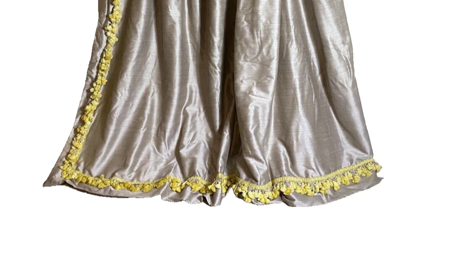 Custom Pinch Pleat Curtain Drape Beige Champagne Pom Fringe Trim WIDE 90 Long - Image 2 of 4