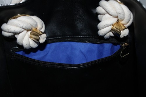 Christian Lacroix Beach/Lake/ Boating Bag Tote Blk & White Rope Handles Lined - Picture 6 of 9