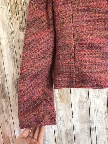 ETCETERA Pink Wool Tweed Zipper Blazer Jacket 10 M L - Picture 3 of 7