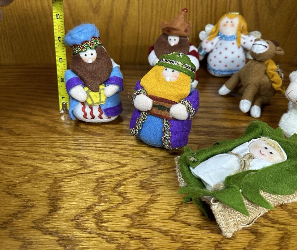 Muñecas de peluche de fieltro de belén Gemmy Industries 7 piezas de repuesto usadas Foto 2 de 4